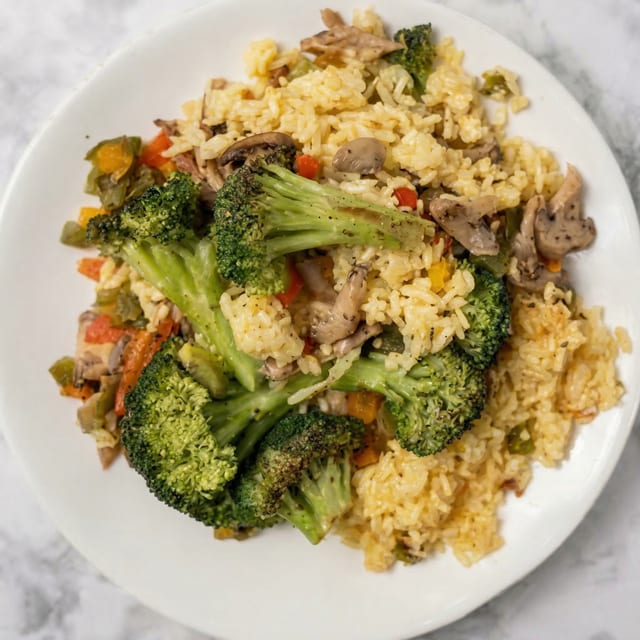Grilled Veggies Over Rice.