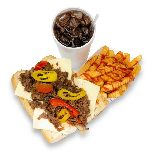 Cheesesteak 5 Pieces Wings & Fries Combo.
