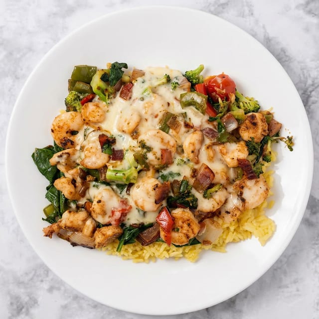 Shrimp Over Rice.