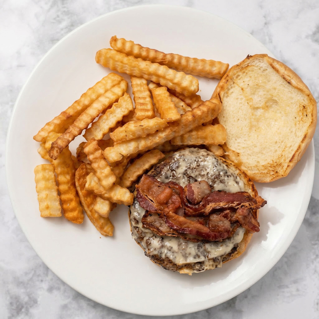 Bacon Cheeseburgers & Fries Combo.
